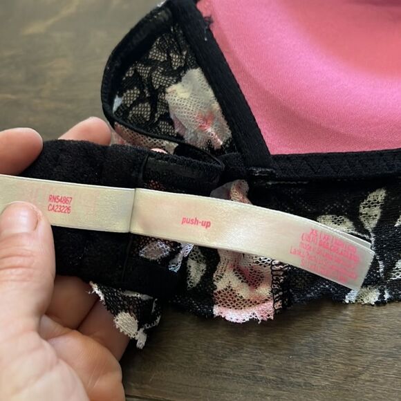 Pink Victoria’s Secret floral halter push up bralette wireless Sz-xs - Picture 11 of 13